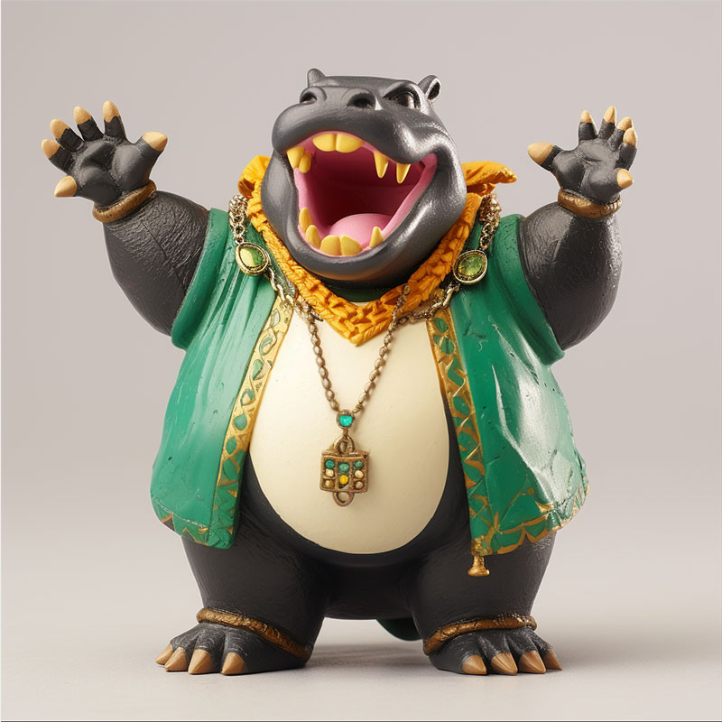 東莞玩具工廠加工動(dòng)漫手辦多金的河馬擺件禮品開(kāi)模定制