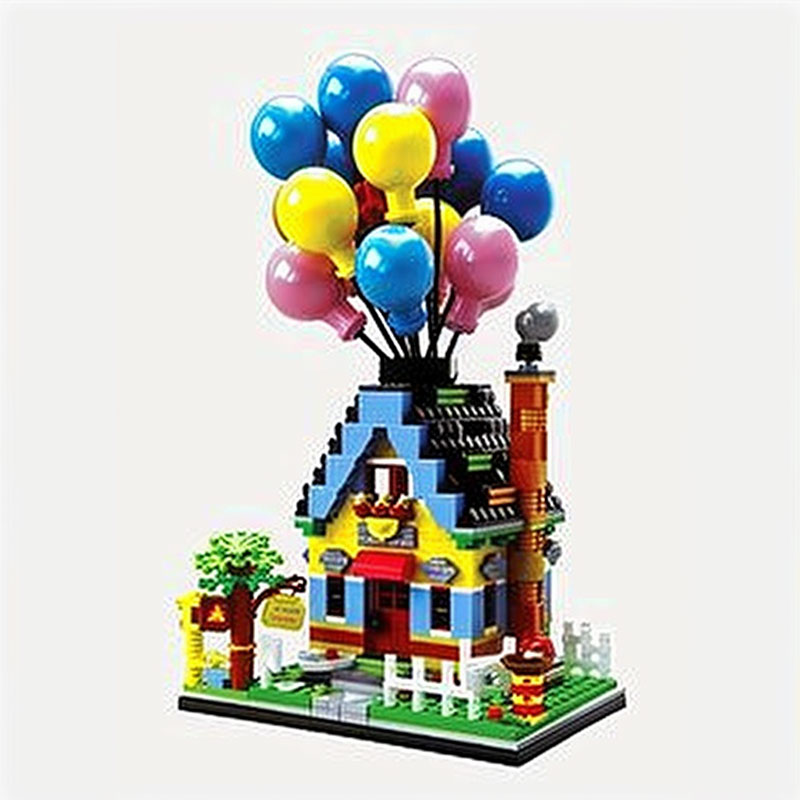 外貿(mào)熱銷飛屋氣球環(huán)游小屋拼插積木玩具兒童益智小顆粒組裝玩具