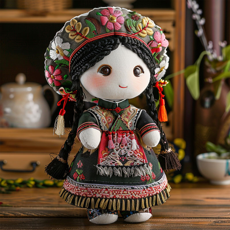 定做30cm娃娃民族風(fēng)棉花娃娃可換裝可愛創(chuàng)意文旅紀(jì)念玩偶公仔