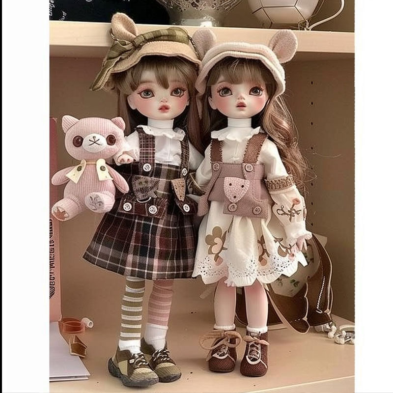 定制棉花娃娃有骨架公仔換穿衣服姐妹與寵物過家家穿裙子玩偶