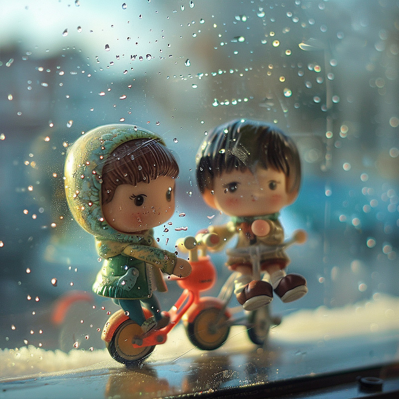 定制車載擺件情侶小人氛圍感雨天騎行汽車裝飾橡膠樹脂PVC玩具