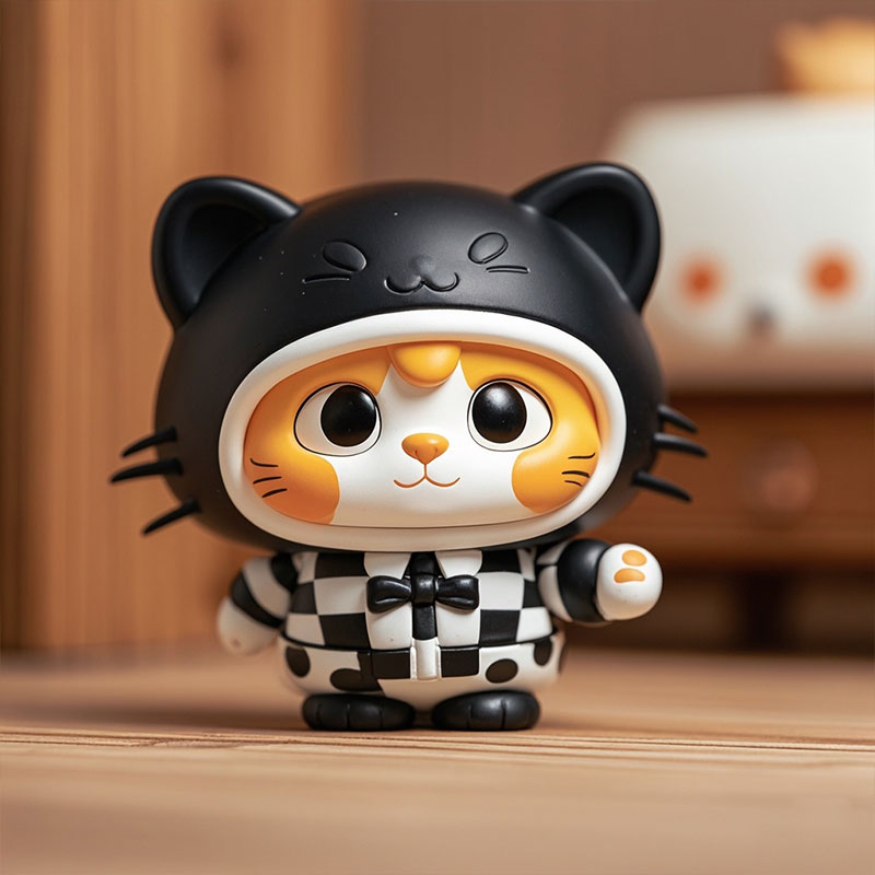 開(kāi)模定制奶牛小貓可愛(ài)塑膠玩具兒童房裝飾擺件可愛(ài)貓咪PVC玩具
