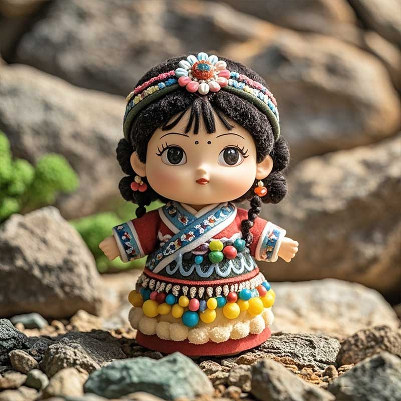 定制迷你民族風(fēng)娃娃搪膠玩具彩色植絨塑膠PVC桌面擺件mini玩具